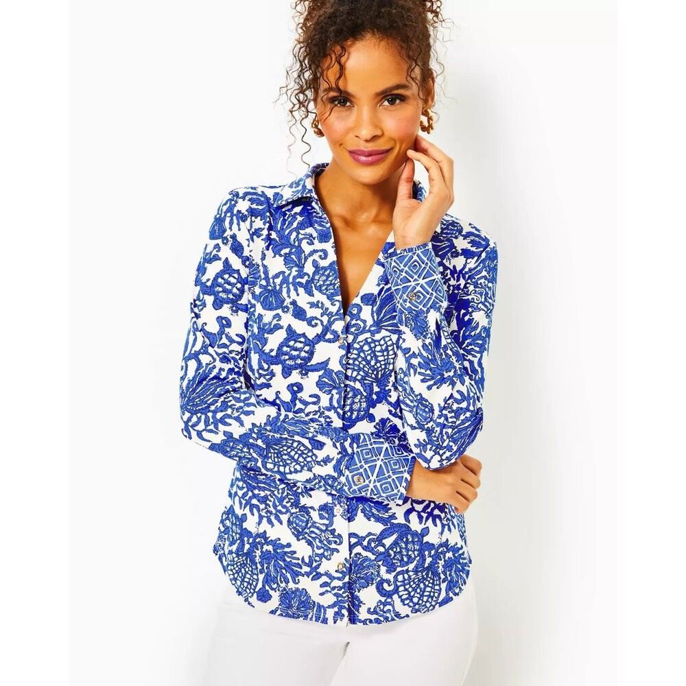 Lilly Pulitzer UPF 50+ ChillyLilly Marlena Button Down Top